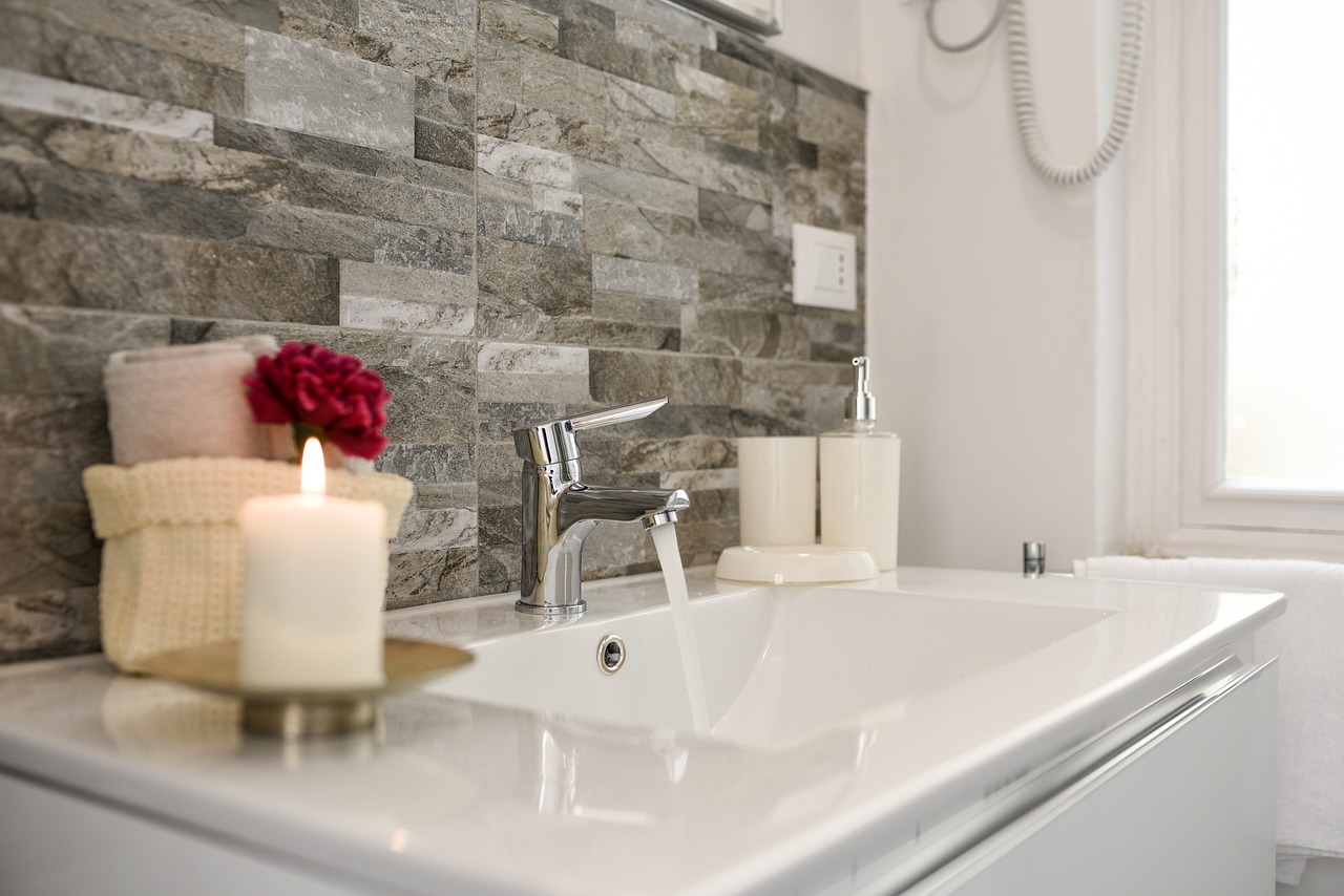 Bathroom faucet running clean water
